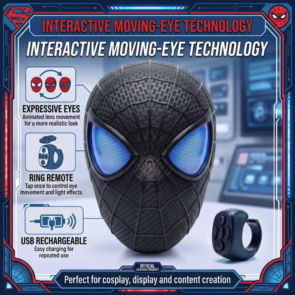 Maska S1 Spidey mrugające oczy SpiderGadżet™